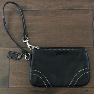 Authentic black coach clutch/wristlet, 6.25” wide x 4.25” high, mint condition
